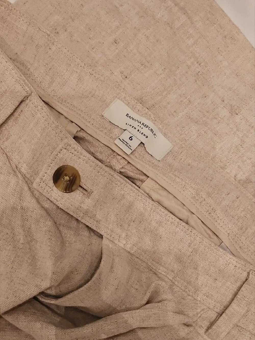Banana Republic Neutral Wide-Leg Linen-Blend Pants